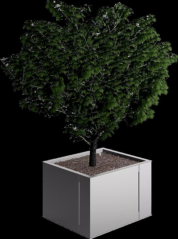 Pflanzbehälter MALAGENO, 1000 x 1000 mm, in RAL 9006 weißaluminium