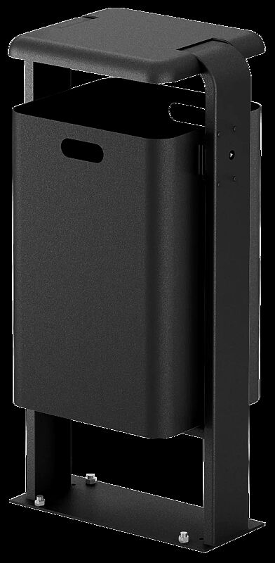 Abfallbehälter SHIPLEY, 60 Liter, zum Aufdübeln, Behälter aus Aluminium, Rahmen aus Stahl, in RAL 7016 anthrazitgrau