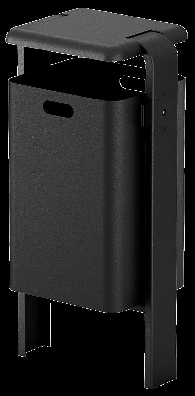 Abfallbehälter SHIPLEY, 60 Liter, zum Einbetonieren, Behälter aus Aluminium, Rahmen aus Stahl, in RAL 7016 anthrazitgrau