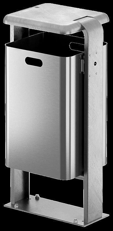 Abfallbehälter SHIPLEY, 60 Liter, zum Aufdübeln, Behälter aus Aluminium, Rahmen aus Stahl, feuerverzinkt