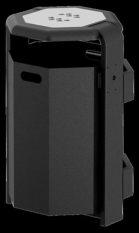 Abfallbehälter COVENTRY mit Ascher, 65 Liter, Behälter aus Aluminium, Rahmen aus Stahl, in RAL 7016 anthrazitgrau