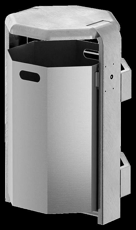 Abfallbehälter COVENTRY, 65 Liter, Behälter aus Aluminium, Rahmen aus Stahl, feuerverzinkt