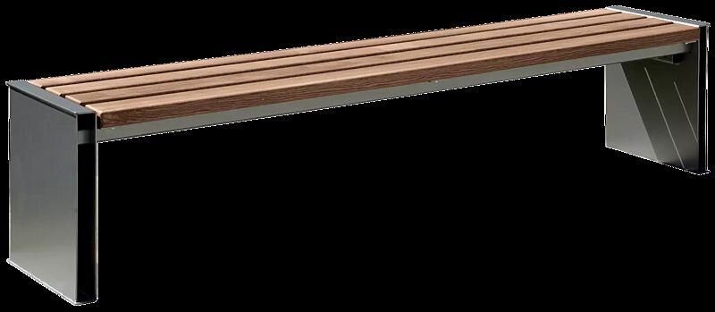 Sitzbank NATURA ohne Rückenlehne, mit Jatobaholzbelattung, Stahlteile in RAL 7016 anthrazitgrau