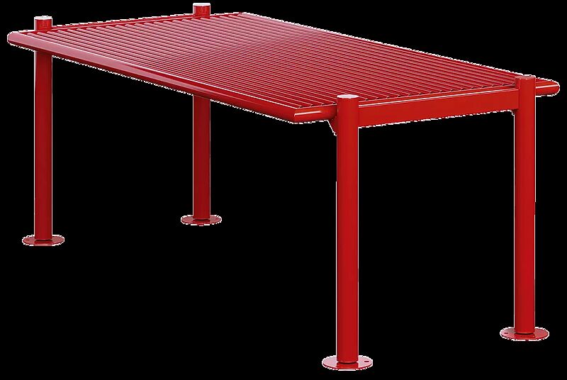 Tisch GLURNS, in RAL 3000 feuerrot