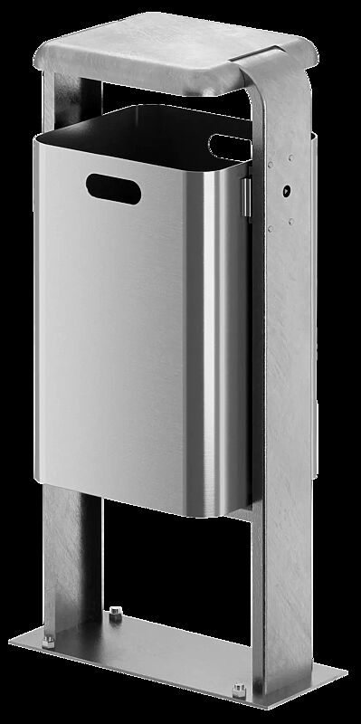 Abfallbehälter SHIPLEY, 40 Liter, zum Aufdübeln, Behälter aus Aluminium, Rahmen aus Stahl, feuerverzinkt