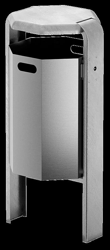 Abfallbehälter COVENTRY, 45 Liter, zum Einbetonieren, Behälter aus Aluminium, Rahmen aus Stahl, feuerverzinkt