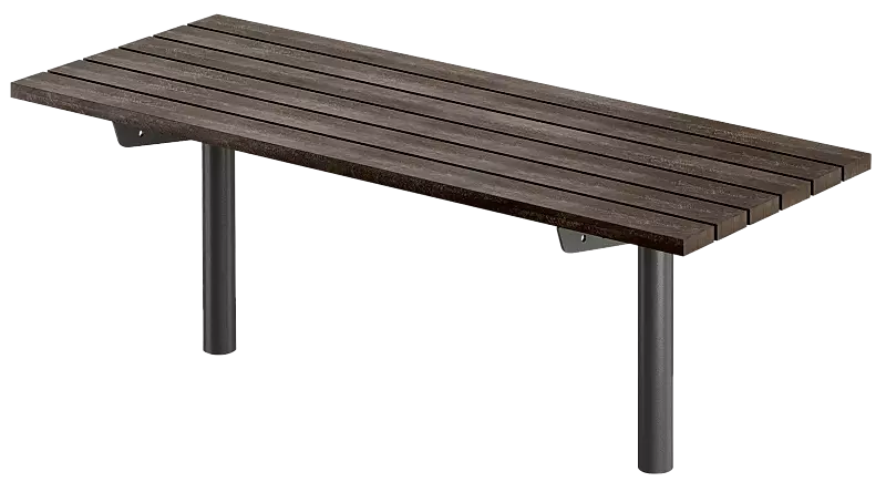 Tisch CORTONA mit Kunststoff-Recycling-Belattung, Stahlteile in RAL 7016 anthrazitgrau