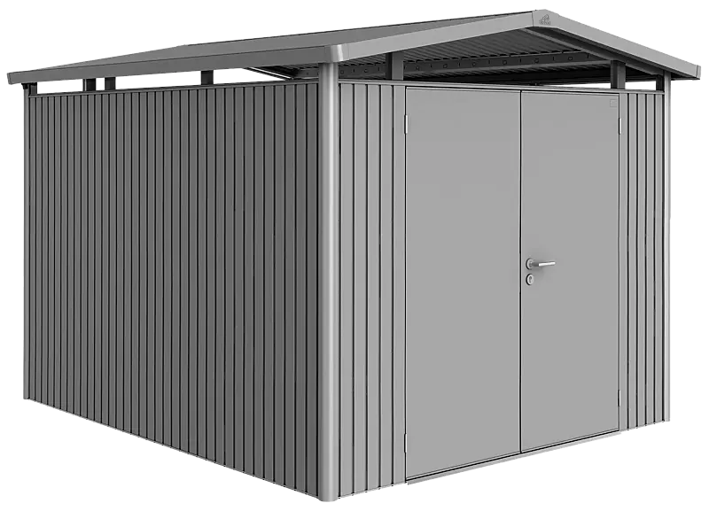 Gerätehaus PANORAMA®, Modell 5 in quarzgrau-metallic, mit Doppelflügeltür