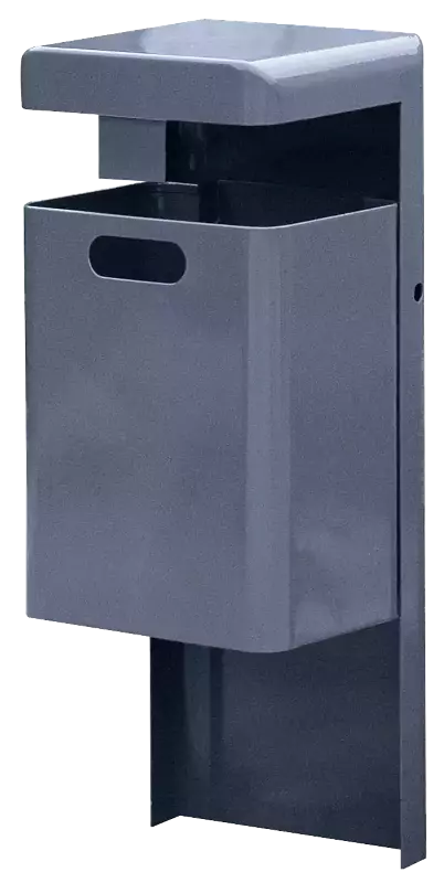 Abfallbehälter HALIFAX, 29 Liter, mit Hausmüllstop, ohne Ascher, zum Einbetonieren, in RAL 7024 graphitgrau