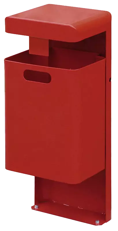 Abfallbehälter HALIFAX mit Hausmüllstop, ohne Ascher, zum Aufdübeln, in RAL 3000 feuerrot