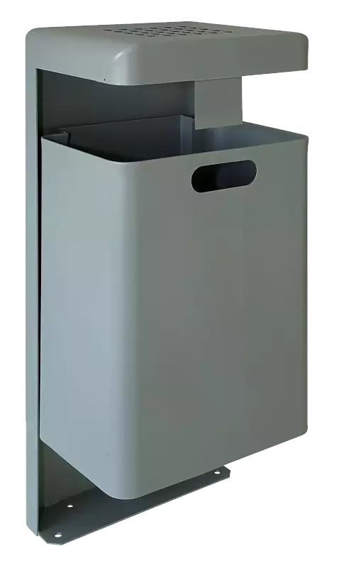 Abfallbehälter HALIFAX, 43 Liter, mit Hausmüllstop und Ascher, zum Aufdübeln, in RAL 9007 graualuminium