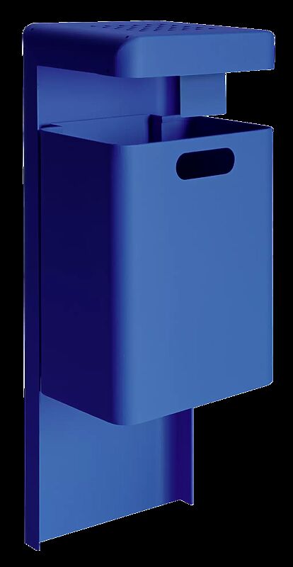 Abfallbehälter HALIFAX, 29 Liter, mit Hausmüllstop und Ascher, zum Einbetonieren, in RAL 5002 ultramarinblau