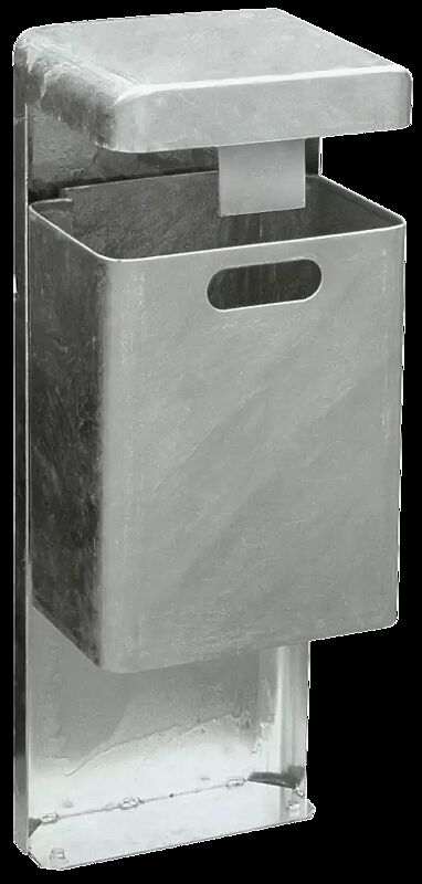 Abfallbehälter HALIFAX, 29 Liter, mit Hausmüllstop, ohne Ascher, zum Aufdübeln, feuerverzinkt