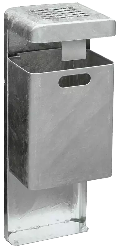 Abfallbehälter HALIFAX, 29 Liter, mit Hausmüllstop und Ascher, zum Aufdübeln, feuerverzinkt