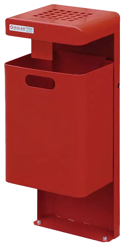 Abfallbehälter HALIFAX, 29 Liter, mit Hausmüllstop und Ascher, zum Aufdübeln, in RAL 3000 feuerrot