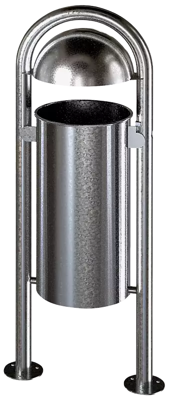 Abfallbehälter WOLVERTON ohne Ascher, Vollblech, zum Aufdübeln, feuerverzinkt