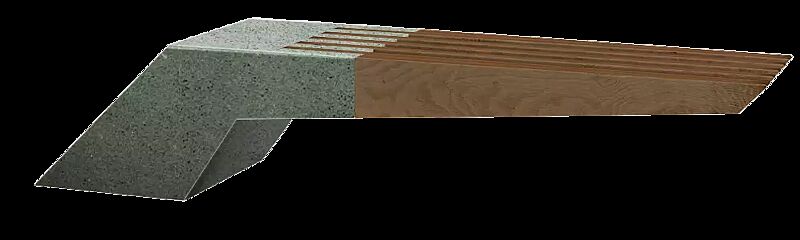 Sitzbank WING WOOD aus Marmor, mit Okouméholzsitz, in grün alpi