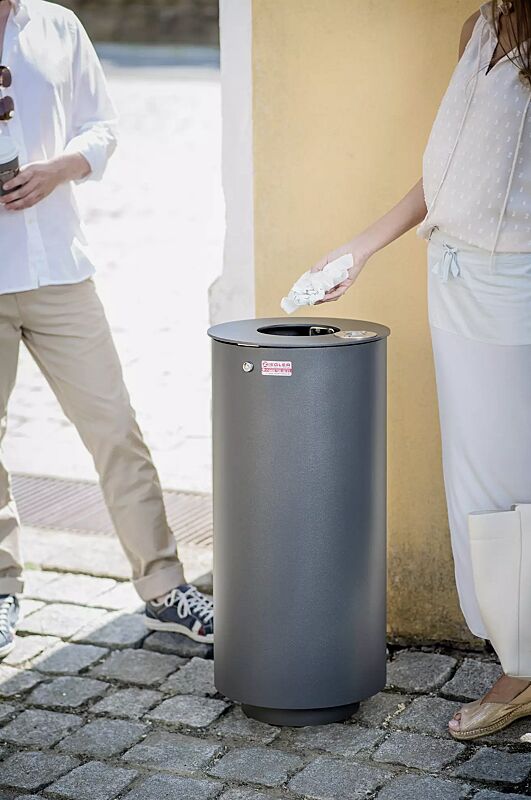 Abfallbehälter NORANDA mit Ascher, in DB 703 eisenglimmer