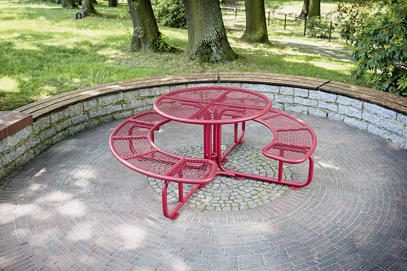 Bank-Tisch-Kombination PAVIA in RAL 3003 rubinrot