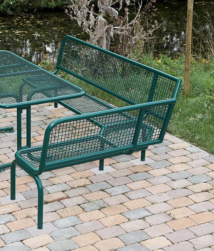 Eckbank RIMINI (Typ ML) mit Rückenlehne, zum Einbetonieren, in RAL 6005 moosgrün