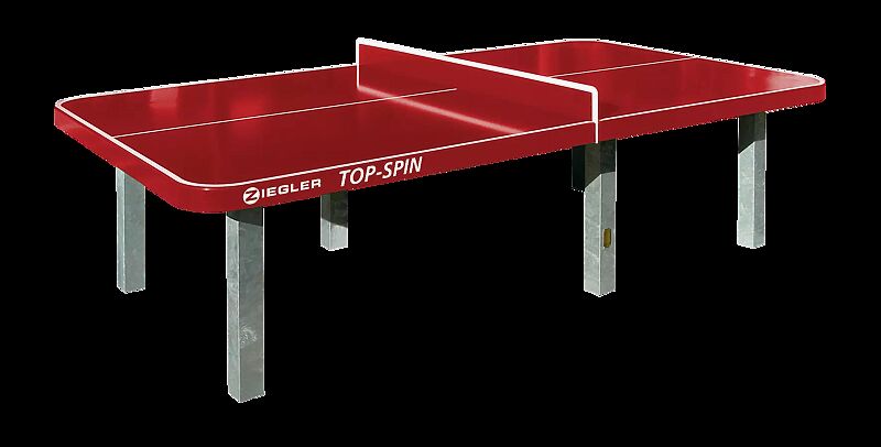 Tischtennisplatte TOP-SPIN, zum Einbetonieren, in RAL 3000 feuerrot