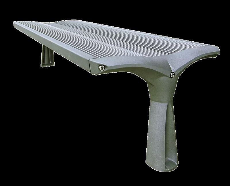Sitzbank VESTA ohne Rückenlehne, Sitzfläche aus Stahl, in RAL 9007 graualuminium