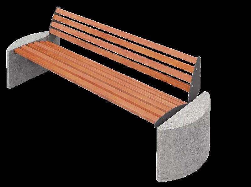 Sitzbank TAURUS mit Rückenlehne, mit Hartholzbelattung, Stahlteile in RAL 7016 anthrazitgrau