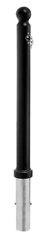 Poller TUSSON mit Kugelkopf, herausnehmbar aus Bodenhülse, mit Rundzylinderschloss