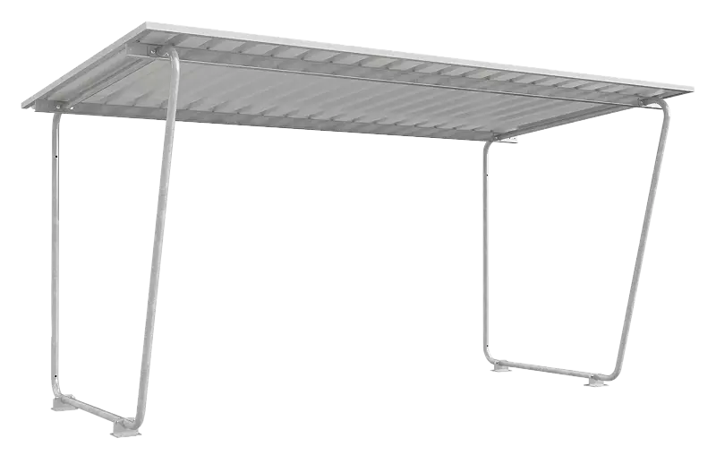 Fahrradüberdachung INDUS mit Pultdach, Dachbreite x Dachtiefe 4800 mm x 2330 mm, Stahlkonstruktion feuerverzinkt