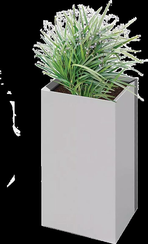Pflanzbehälter DUO, quadratisch, Höhe 1300 mm, in RAL 9006 weißaluminium und RAL 7012 basaltgrau