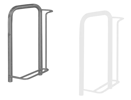 Fahrradparker MISSOURI-LIGHT einseitig 90°, tief, zum Aufdübeln bei -250 mm, in RAL 7012 basaltgrau