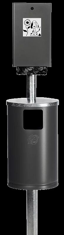 Hundetoilette MANETO mit Hundekotbeutelständer und Hundekotbeutel (Zubehör), zum Einbetonieren, in eisenglimmer ähnlich DB 703