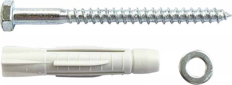 Sechskantschraube 8 x 100, Dübel und Scheibe, galvanisch verzinkt