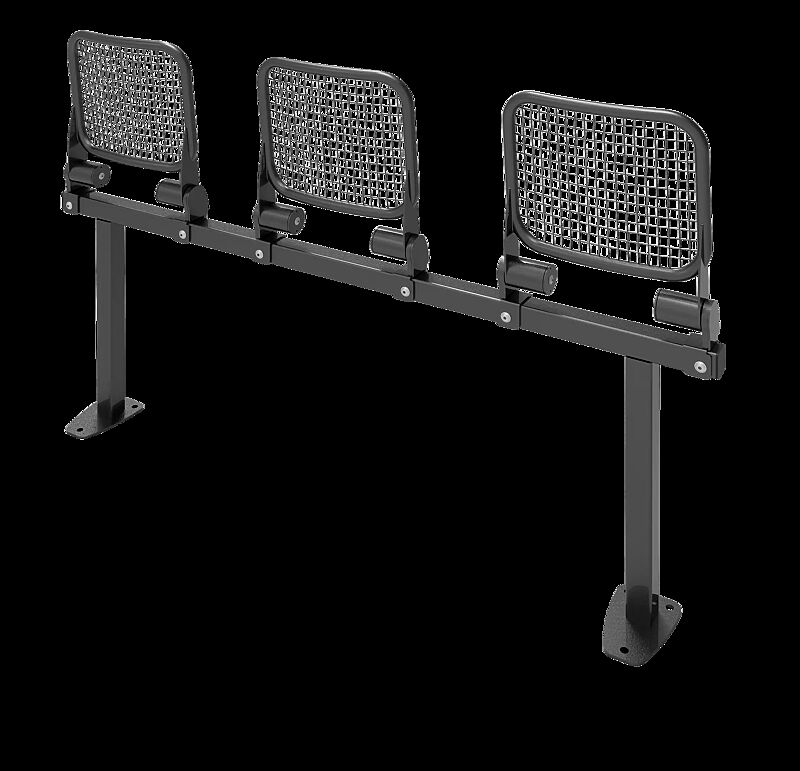 Klappsitz TOLFA, 3-Sitzer ohne Rückenlehne, in RAL 7016 anthrazitgrau