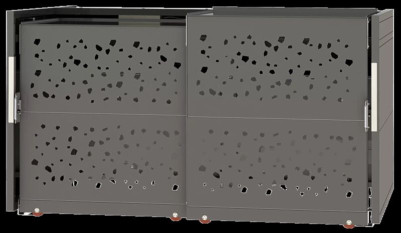 Fahrradgarage STYLEOUT® BIKE TOMO, Rück-, Seitenwände und Schiebetüren in RAL 7016 anthrazitgrau, Dach Aluminium eloxiert