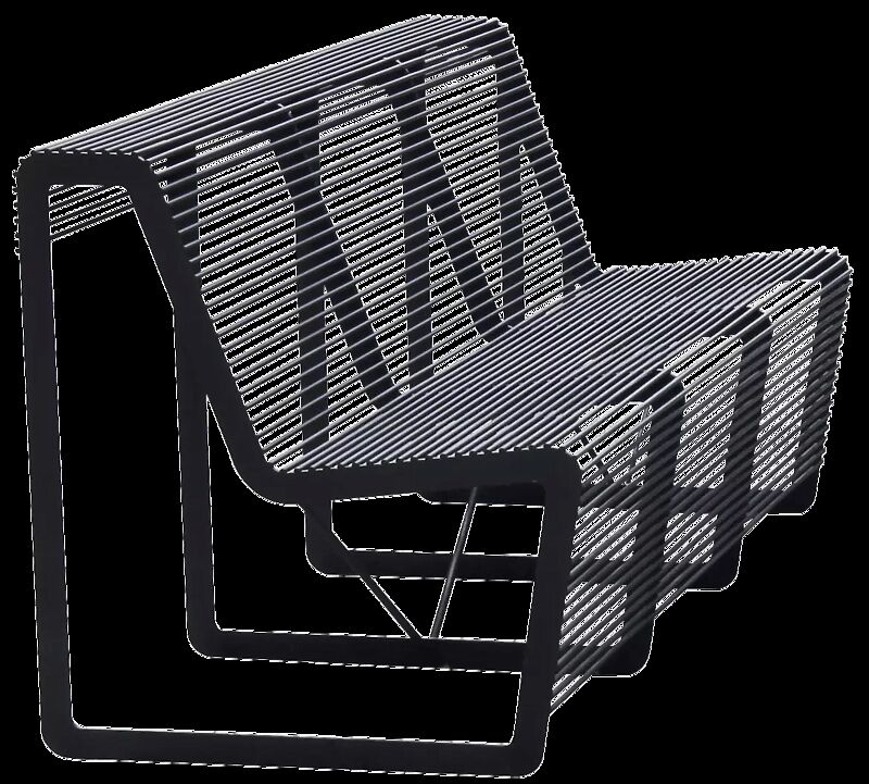 Sitzbank LIMPIDO mit Rückenlehne, in RAL 9005 tiefschwarz