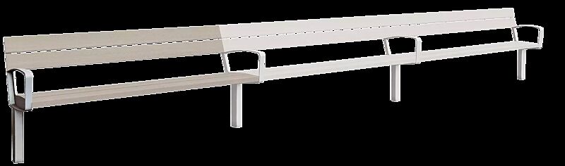 Sitzbank INTERVERA - Anfangselement, mit Resysta®-Belattung, lasiert in natur, Stahlteile in RAL 9007 graualuminium