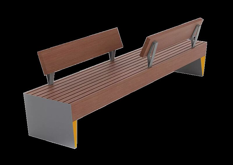 Sitzbank BLOCQ mit 2 gegenüberliegenden Rückenlehnen, mit Jatobaholzbelattung, Stahlteile in bicolour