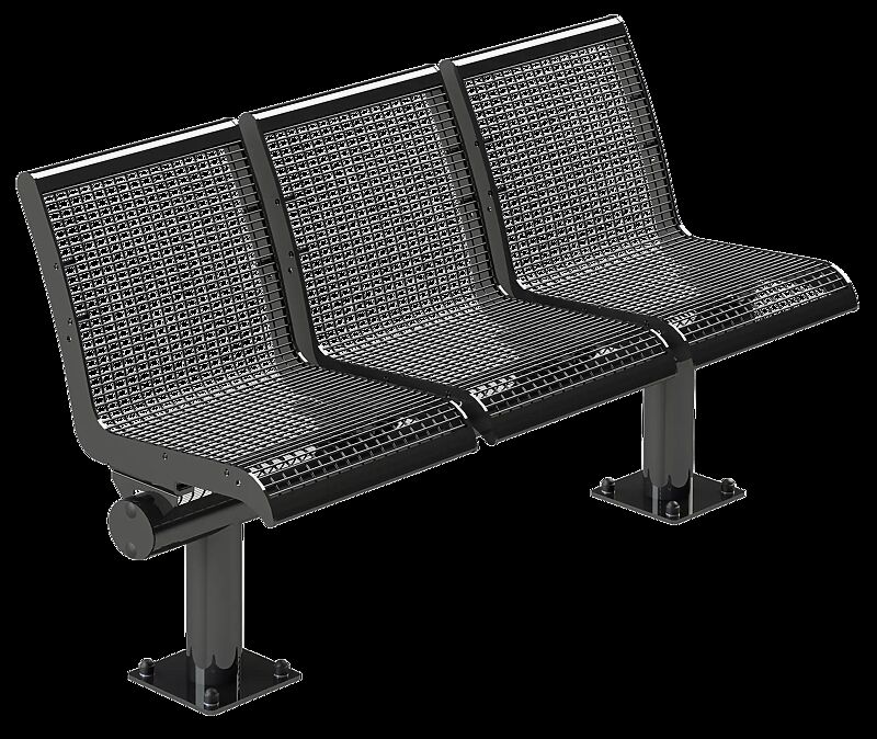 3-Sitzer LINUS mit Rückenlehne, zum Aufdübeln bei +/- 0 mm, in DB 703 eisenglimmer