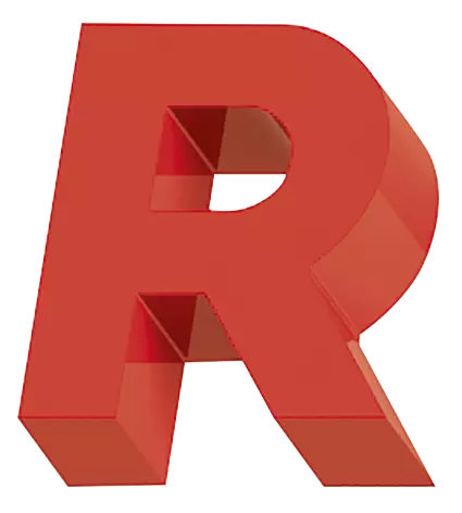 Sitzbuchstabe LETTER LINE - R in RAL 3000 feuerrot