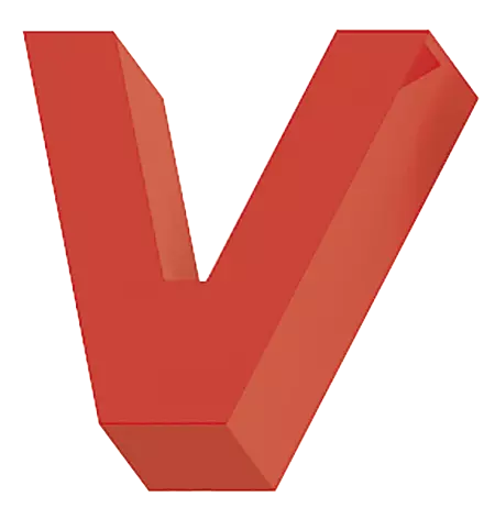 Sitzbuchstabe LETTER LINE - V in RAL 3000 feuerrot