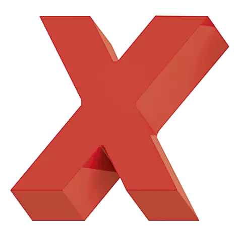 Sitzbuchstabe LETTER LINE - X in RAL 3000 feuerrot