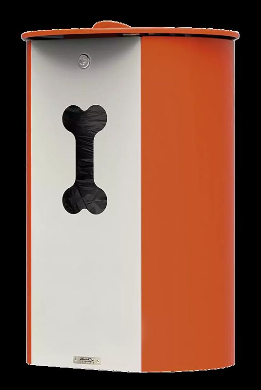 Hundetoilette MIANE DOG zur Pfostenbefestigung, Korpus in RAL 2004 reinorange und RAL 1013 perlweiß