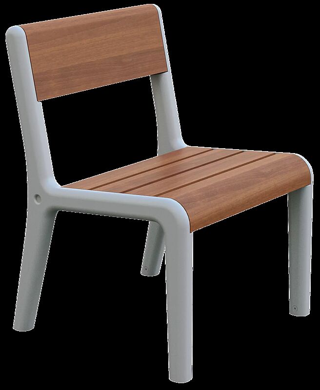 Sitz TEO mit Rückenlehne, Gusseisenteile in RAL 7035 lichtgrau