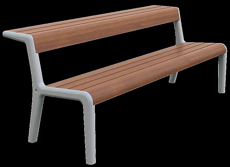 Sitzbank TEO mit verlängerter Rückenlehne, Gusseisenteile in RAL 7035 lichtgrau