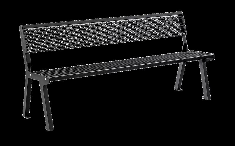 Sitzbank NOALE mit Rückenlehne, in RAL 9005 tiefschwarz