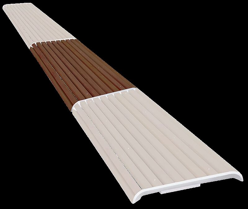 Mauerauflage PORT ohne Rückenlehne, Mittelelement, Breite 1800 mm, mit Jatobaholzbelattung