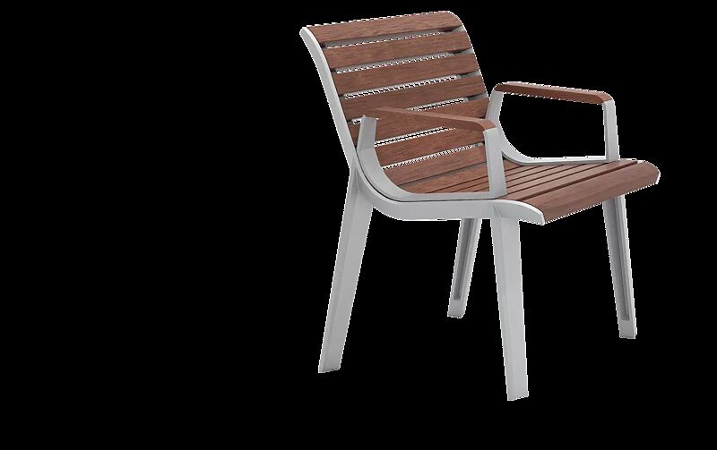 Sitz EMAU mit Rückenlehne und Armlehnen, mit Jatobaholzbelattung