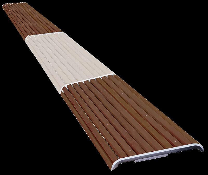 Mauerauflage PORT ohne Rückenlehne, Anfangs- und Endelement, Breite 1720 mm, mit Jatobaholzbelattung