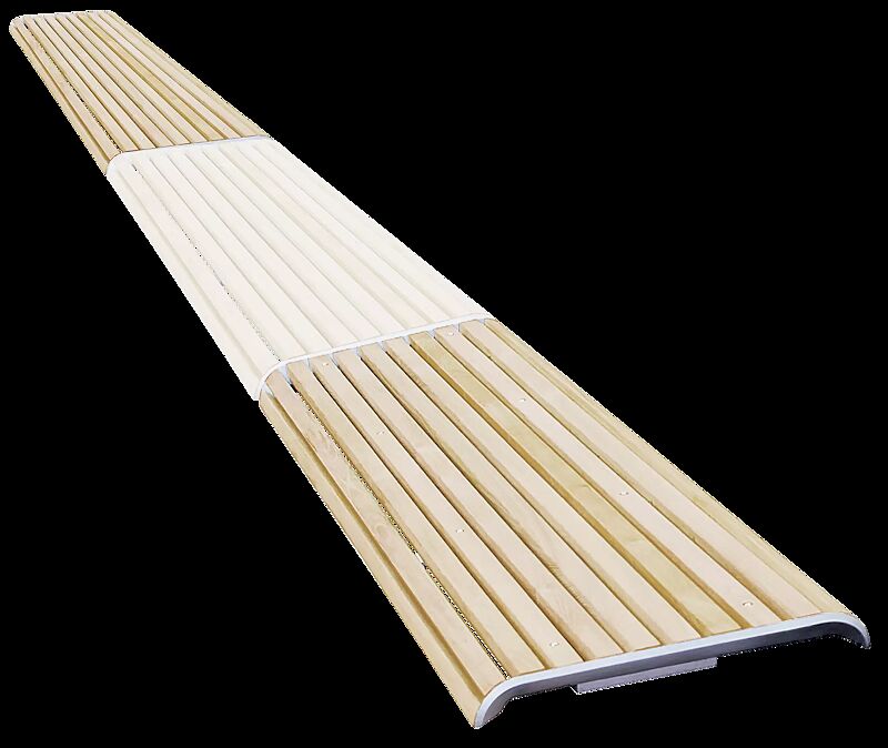 Mauerauflage PORT ohne Rückenlehne, Anfangs- und Endelement, Breite 1720 mm, mit Robinienholzbelattung